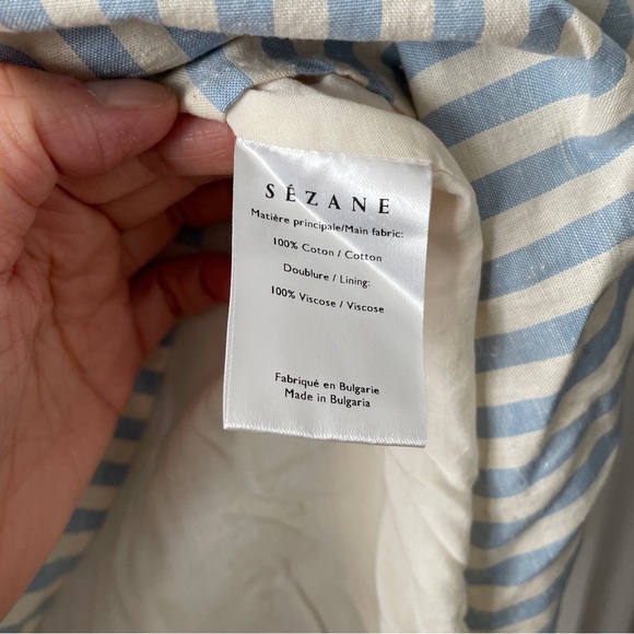 Sezane Arielle dress blue white stripe size 38 - Picture 9 of 10